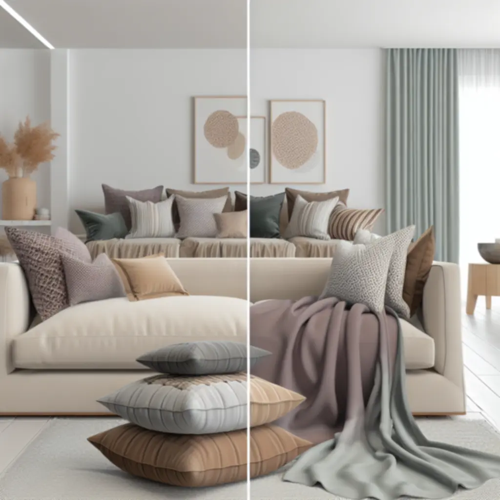 Przytulne wnętrze z poduszkami i pledem PillowDay