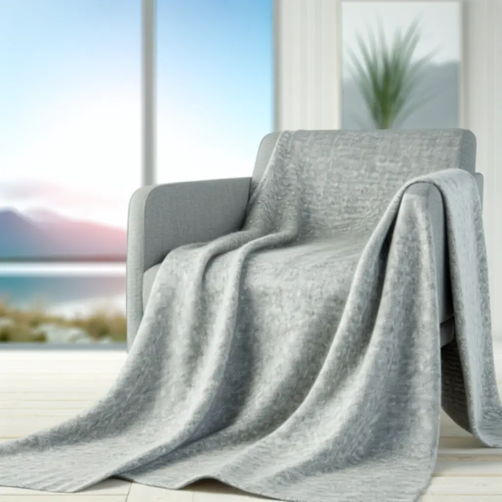 Szary koc wełniany Heather, lekko melanżowy