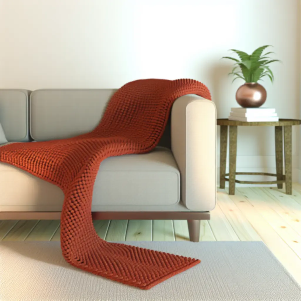 Pleciony pled w kolorze terakoty